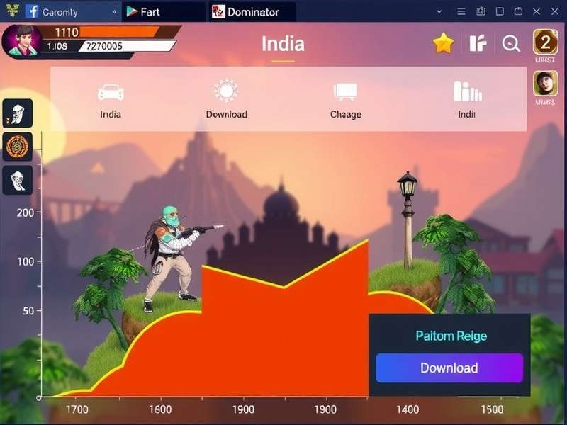 Chart showing Mighty Dominator Pro download growth in India